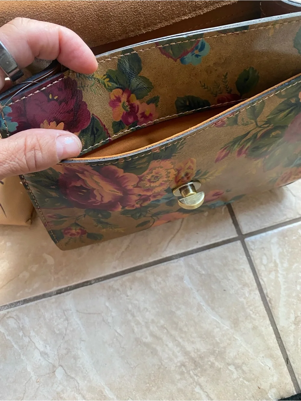Patricia Nash Floral Top-Handle Satchel - Brown, Burgundy, Green, Blue